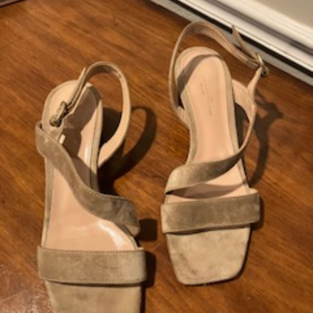 Gianvito Rossi 45mm Asymmetrical Suede City Sandals Size 37.5/ 7.5